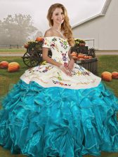 Superior Sleeveless Embroidery and Ruffles Lace Up Quinceanera Dresses