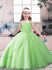 Pretty Sleeveless Floor Length Beading Lace Up Little Girl Pageant Dress