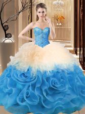  Multi-color Sleeveless Floor Length Beading and Ruffles Lace Up 15 Quinceanera Dress