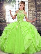  Floor Length Sweet 16 Dresses Organza Sleeveless Beading and Ruffles
