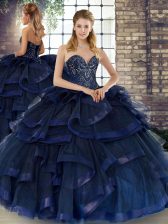  Sleeveless Lace Up Floor Length Beading and Ruffles Quinceanera Gowns