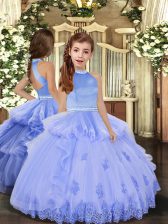  Halter Top Sleeveless Backless Little Girl Pageant Gowns Lavender and Pink And Yellow Tulle