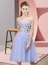  Appliques Court Dresses for Sweet 16 Lavender Lace Up Sleeveless Knee Length