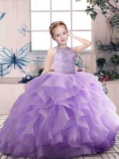 On Sale Scoop Sleeveless Organza Little Girls Pageant Dress Wholesale Beading and Ruffles Zipper