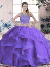 Modern Sleeveless Beading and Ruffles Lace Up 15 Quinceanera Dress
