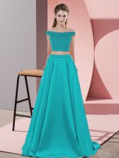  Sleeveless Sweep Train Beading Backless Prom Evening Gown