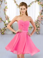 Traditional Chiffon Sleeveless Mini Length Quinceanera Dama Dress and Ruching