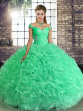  Turquoise Lace Up 15 Quinceanera Dress Beading Sleeveless Floor Length