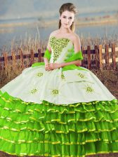 Elegant Sleeveless Floor Length Beading and Ruffled Layers Lace Up Sweet 16 Quinceanera Dress