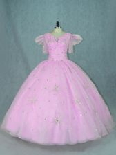  Short Sleeves Beading Zipper Sweet 16 Dress