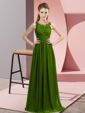 Adorable Olive Green Zipper Scoop Beading and Appliques Quinceanera Court Dresses Chiffon Sleeveless