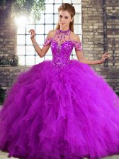  Sleeveless Lace Up Floor Length Beading and Ruffles Sweet 16 Quinceanera Dress