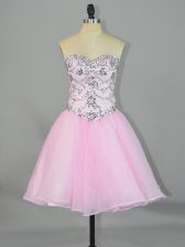 Traditional Sleeveless Lace Up Mini Length Beading Prom Gown