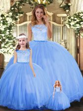 Custom Made Floor Length Ball Gowns Sleeveless Blue Sweet 16 Dresses Clasp Handle