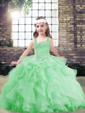 Sleeveless Beading and Ruffles Floor Length Pageant Dresses
