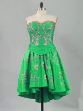 Great Green Sleeveless Embroidery Mini Length Prom Party Dress