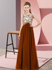  Floor Length Empire Sleeveless Brown Damas Dress Zipper