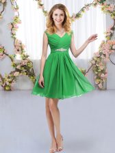 On Sale Green Sleeveless Chiffon Zipper Dama Dress for Quinceanera for Wedding Party