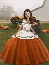  Rust Red Lace Up Pageant Gowns Embroidery Sleeveless Floor Length
