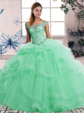 Stunning Floor Length Ball Gowns Sleeveless Apple Green Quinceanera Dress Lace Up