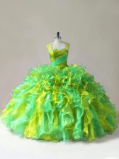  Beading and Ruffles Sweet 16 Dresses Multi-color Zipper Sleeveless Floor Length