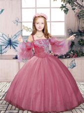 Popular Sleeveless Lace Up Floor Length Beading Pageant Dress Toddler