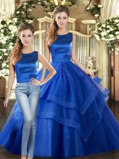 Sumptuous Sleeveless Ruffled Layers Lace Up Sweet 16 Dresses