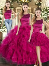 Fabulous Fuchsia Sleeveless Ruffles Floor Length Sweet 16 Quinceanera Dress