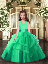  Turquoise Halter Top Lace Up Ruching Pageant Dress Womens Sleeveless