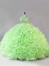 Stunning Sleeveless Zipper Floor Length Beading 15 Quinceanera Dress