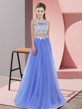  Lavender Halter Top Neckline Lace Court Dresses for Sweet 16 Sleeveless Zipper