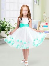 Trendy Sleeveless Zipper Knee Length Appliques and Belt Flower Girl Dresses
