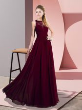  Floor Length Zipper Homecoming Dress Burgundy for Prom and Party with Lace