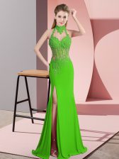  Halter Top Sleeveless Backless Evening Dress Chiffon