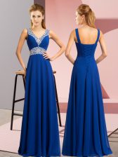 Exceptional Sleeveless Lace Up Floor Length Beading Prom Gown