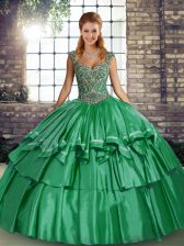  Sleeveless Beading and Ruffled Layers Lace Up 15 Quinceanera Dress