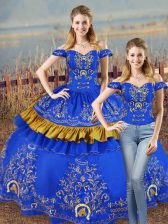  Sleeveless Lace Up Floor Length Embroidery and Ruffled Layers Quinceanera Dress