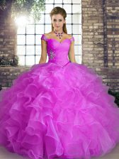  Sleeveless Beading and Ruffles Lace Up Vestidos de Quinceanera