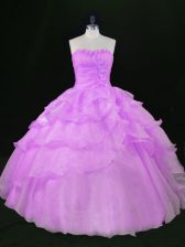  Sweetheart Sleeveless Lace Up Quince Ball Gowns Lavender Organza