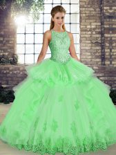  Sleeveless Lace and Embroidery and Ruffles Lace Up Quinceanera Dresses