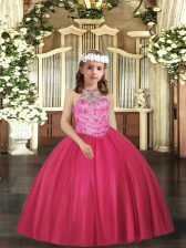 Tulle Sleeveless Floor Length Kids Formal Wear and Beading