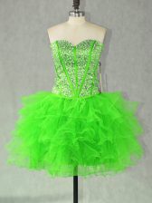  Organza Sweetheart Sleeveless Lace Up Beading and Ruffles Homecoming Dress in 