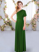 Fantastic Green One Shoulder Neckline Ruching Vestidos de Damas Sleeveless Criss Cross
