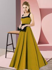 Stunning Chiffon Square Sleeveless Zipper Belt Quinceanera Court of Honor Dress in Brown