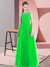  Scoop Sleeveless Tulle Homecoming Dress Beading Side Zipper