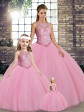 Fancy Sleeveless Embroidery Lace Up Quinceanera Dresses