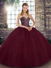 Nice Tulle Sleeveless Floor Length Sweet 16 Dresses and Beading