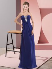  Chiffon Sleeveless Floor Length Homecoming Dress and Beading