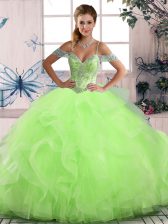  Ball Gowns Vestidos de Quinceanera Off The Shoulder Tulle Sleeveless Floor Length Lace Up