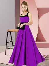  Belt Dama Dress for Quinceanera Purple Zipper Sleeveless Floor Length